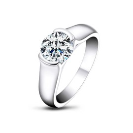 AINUOSHI Moissanite Diamond Rings for Women- Engagement Eternity Weeding Solitaire Round Shaped Ring Band for Her Sterling Silver