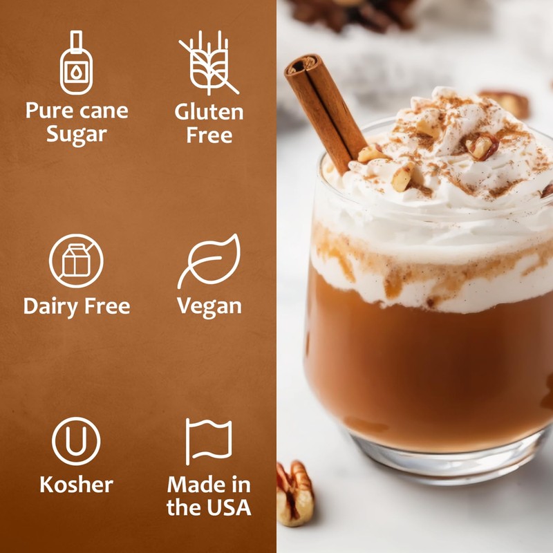 Syruvia Coffee Syrup, Pecan Pie Flavored Syrup for Drinks, Lattes,