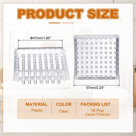 PATIKIL Quadratische Spitzen Teppichschoner, 16 Stück Plastik Möbelrollen Untersetzer Für Möbelbeine Sofas Tische Stühle Zuhause Büro Nutzung, Klar