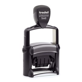 Trodat 5440/L Professional Self Inking Date Stamp with 4 English Phrase Options – Date Red, Text Blue