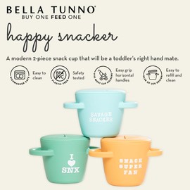 Bella Tunno Happy Snacker – No Spill Snack Cups for Toddlers and Babies, Baby Snack Container Made from Silicone BPA Free, Soft and Easy to Use (Savage Snacker)
