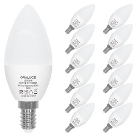 ORALUCE E12 Led Bulb 40 Watt Equivalent, 3000K Warm White Candelabra Led Light Bulbs Non-dimmable, Chandelier Light Bulbs Type B for Ceiling Fan, 5W 500LM 12 Pack