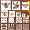 JarThenaAMCS 16Pcs Bee Stencils Assorted Bee Honeycomb Templates Stencils Reusable