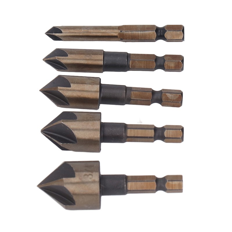 5 Pcs Countersink Drill Bit 1/4in 3/8in 1/2in 5/8in 3/4in
