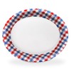 40pcs Gingham Oval Paper Plates 10" X 12" Large Patriotic