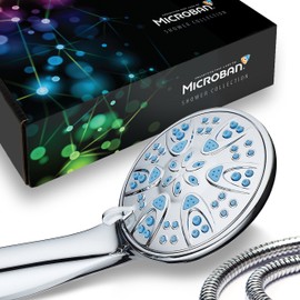 AquaDance 5514 Antimicrobial/Anti-Clog High-Pressure 6-Setting Hand with Microban Nozzle Protection from Growth of Mold, Mildew & Bacteria for Stronger Shower! 4" Wave Blue – 1.8 GPM