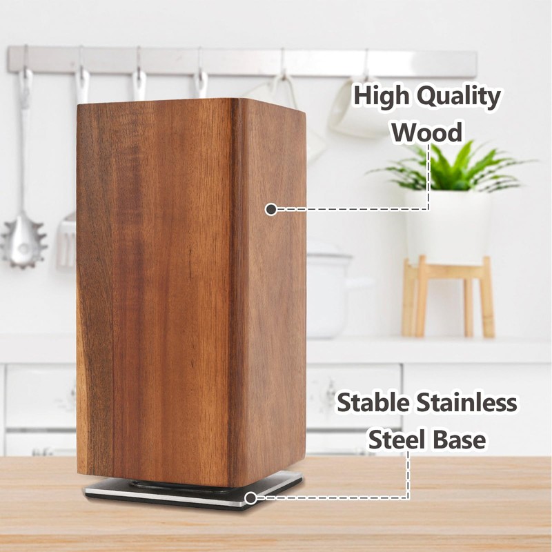 360°Rotation Knife Holder-Wood Knife Block-Universal Knife Holders-Kitchen Knife Holder-for Storage