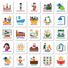 Smarfer - Magnetic Pictograms for Weekly Planning Board - Pack of 50 - German - for Children - Daily Schedule - Autism Planner - Magnets - Routine Tasks - Reward Board