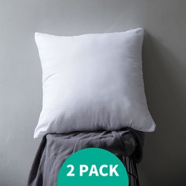 APSMILE Organic 18x18 Feather Down Throw Pillow Inserts Set of 2, 100% Cotton Fabric, Soft Fluffy Square Decorative Pillow Form Core for Sofa, Bed, Couch, Cushion Sham Stuffer