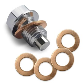 GRANDI 1 PC Stainless Steel Sump Drain Nut Bolt, M12x1.25 Oil Drain Plug with Screw Gaskets, Leak-Proof Oil Pan Plug and Copper Crush Washer, Universal for Most Cars, Trucks, SUVs (Silver)