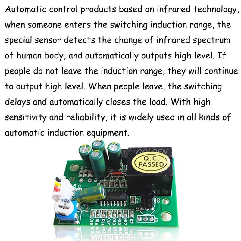 KOOBOOK 1Pcs PIR IR Pyroelectric Infrared Module Adjust Relay Output