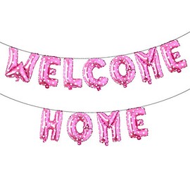 16" Welcome Home Banner Balloons Balloons Metal Letters Birthday Celebration Party Decorations (Welcome Home Pink Heart)