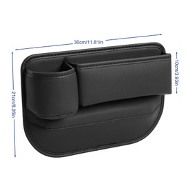 Car Seat Gap Filler Organizer, Car Seat Storage Box with Cup Holder, 2 in 1 Front Seat Car Leather Gap Bag, Car Accessories Interior in Between Seats for Phones Wallet Cards Keys Sunglasses (Black)
