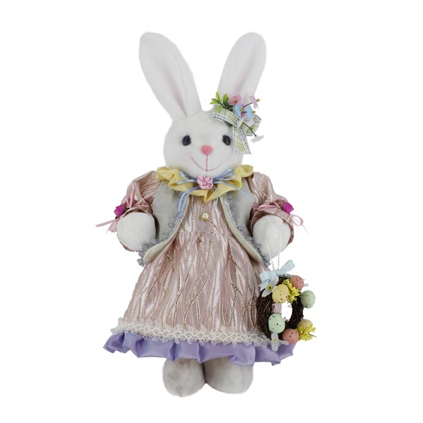 19" Whimsical Wreath Easter Bunny Rabbit Pastel Spring Collectible Home