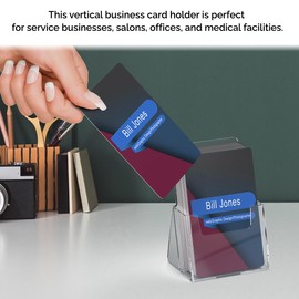 Marketing Holders 6 Pack Business Card Holder Counter Display for 2" x 3.5" Vertical Cards for Booths at Tradeshows and Expos Clear Acrylic