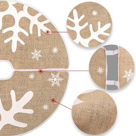 HOHOTIME Christmas Tree Skirt, 30 Inch Burlap Tree Skirt with White Snowflake Printed, for Holiday Party Xmas Tree Decoration