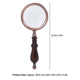 ZJchao Lupa de Mano Antigua, 10X Lupa de Lectura Retro Hecha de Metal con Mango de Madera para Ancianos, Afición, Artesanía, Relojero