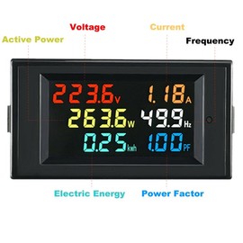 2 Pack AC Display Meter, 80-300VAC 100A Digital Multimeter, Voltmeter Watt Meter Current Ammeter, Power Factor Tester, 110V 220V Energy Monitor, Digital Color LCD Display, Data Memory