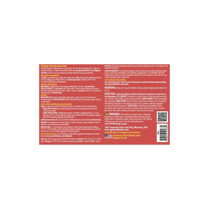 General Finishes Water Based Milk Paint, 1 Pint, Basil