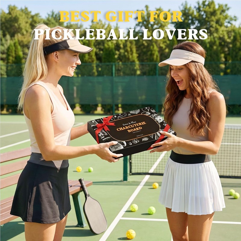 DWATAN Pickleball Court Charcuterie Board with Net, Bamboo Serving Tray