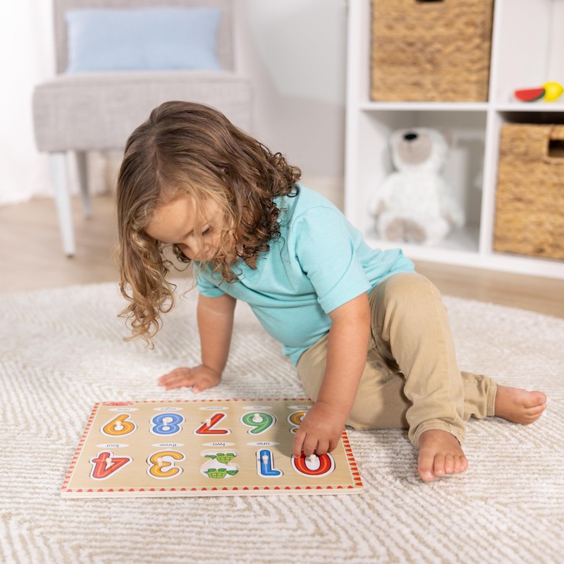 Melissa & Doug Wooden Lift & See Peg Puzzle Early