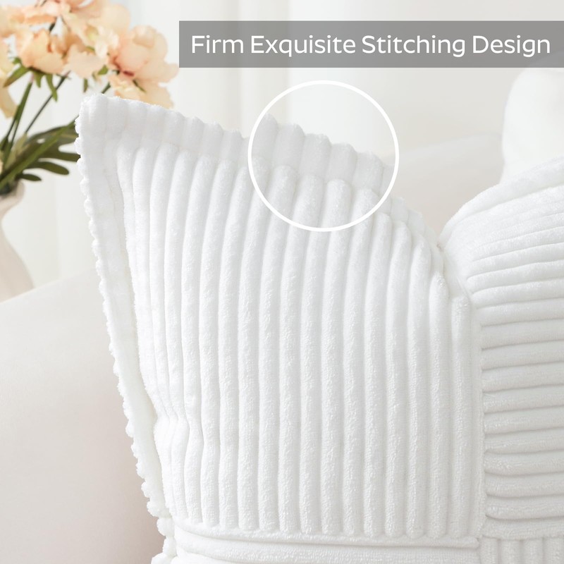 OTOSTAR Soft Corduroy Throw Pillow Covers with Splicing Set of