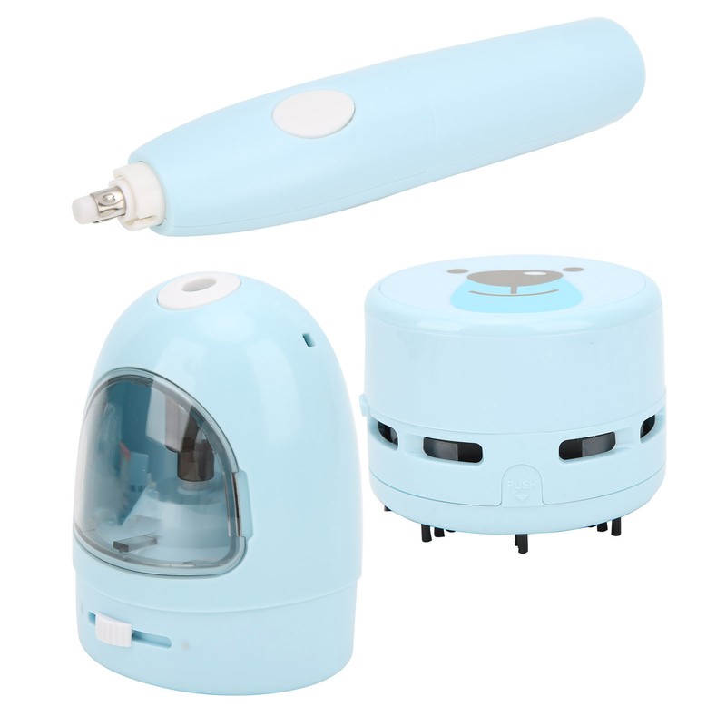 Pencil Sharpene Electric Blue Small Portable Stationery Set for Clean