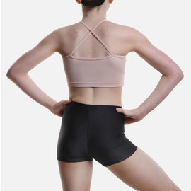 BODYWEAR LTD - Girls Shiny Nylon Shorts - Hot Pants - High Waist – Plain - Stretchy (Black, 7-8 Years)