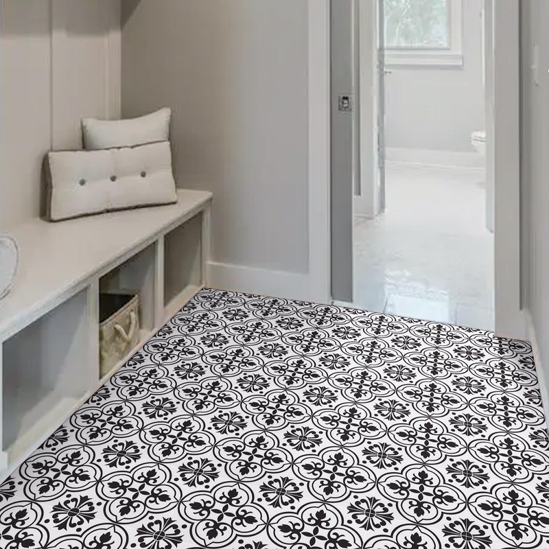 Alow Peel and Stick Floor Tile 20PCS, Black and White
