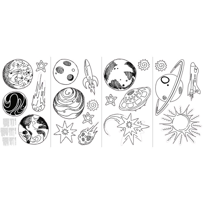 Tempaper Outer Space Peel and Stick Wall Decals, Black