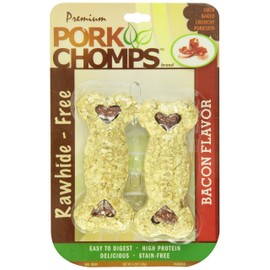 Scott Pet Products 2 Count Pork Chomps Bacon Crunchy Bone Treat, 4"