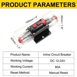 DMiotech 80A Circuit Breaker, 12-48V DC Automotive Circuit Breaker with Manual Reset Button for Car Marine Boat Audio System Overload Protection