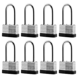 SafiSwords 8-Pack Keyed Alike Laminated Steel Padlocks Keys, 1-3/4" Wide, Heavy Duty Long Pad Lock Set with Same Keys