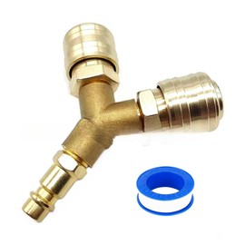 Y-Compressed Air Distributor, 7.2 mm Quick Coupling, 2-Way Air Hose Distributor, 1/4 Inch Connection, Brass