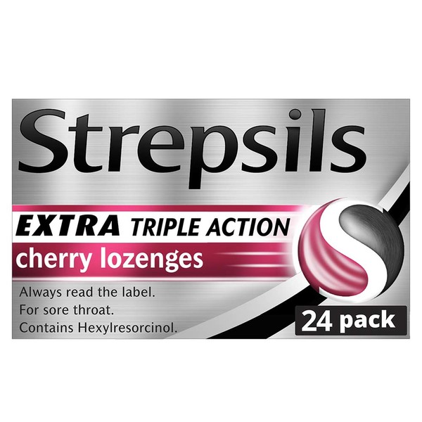 Strepsils Extra Triple Action Cherry Lozenges, 24 Pack