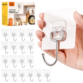 18 Pack Large Adhesive Wall Hooks for Hanging Heavy Duty 44Ib Ninth Five