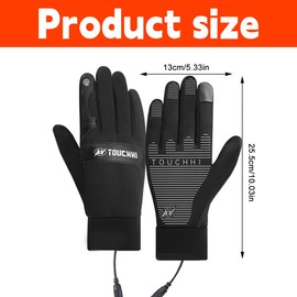 KQWVZ Beheizbare Handschuhe, USB-Beheizte Handschuhe mit 3 Einstellbare Temperaturstufen, Waschbar, wasserdichte Touchscreen Beheizte USB-Handschuhes für Herren und Damen, für Wintersport,Wandern