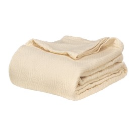 Superior 100% Cotton Blanket Oversized Throw, Woven Blanket for Couch, Bed, Bedding, Farmhouse, Home Essentials, Cute and Cozy Bohemian Blankets, Herringbone Weave, California King, Ivory