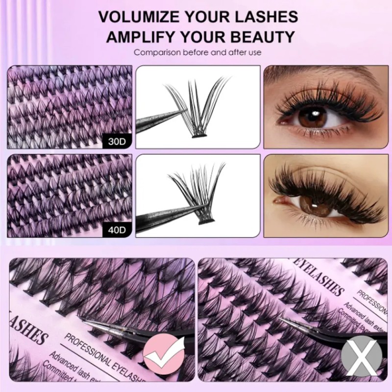 Kit De Extensión De Pestañas Diy Mink Racimos Pestañas Mix