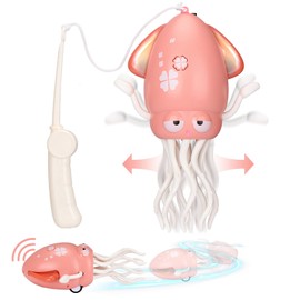 Palksky Dancing Octopus Toy in Tummy Time for Baby,Crawling Toys for Baby Toys Learning to Walk.Squid Automatic Obstacle Avoidance Toy with Light & Music(Pink)