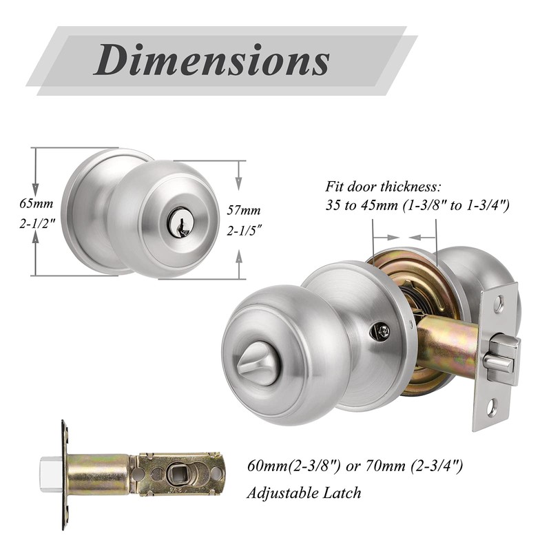 Probrico (5 Pack keyed Alike Locks, Entry Door Knobs Exterior,