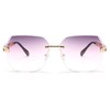 Feisedy Ladies Classic Rimless Metal Frame Diamond Cut Sunglasses, B2567