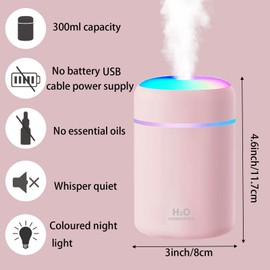 Generic Small office car humidifier colorful light USB use (Pink), Middle, JASHI 001