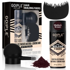 Hair Thickening Fibers & Pump Applicator Set Professional 3-in-1 Hair & Beard Styling Set - Hair Fibers Barber Enhancement Spray for Mens Hair&Beard - Hairline Enhancer&Volumizing Spray(Medium Brown)