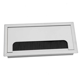 Silver Computer Desk Table Grommet Kit Square Aluminium Alloy Wire Cable Tidy Outlet Insert Hole Top Cover Organizer for Office Entertainment Areas Workstations(M)