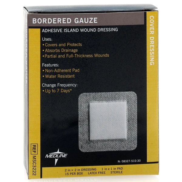 Medline MSC3222Z Sterile Bordered Gauze, 2" x 2"