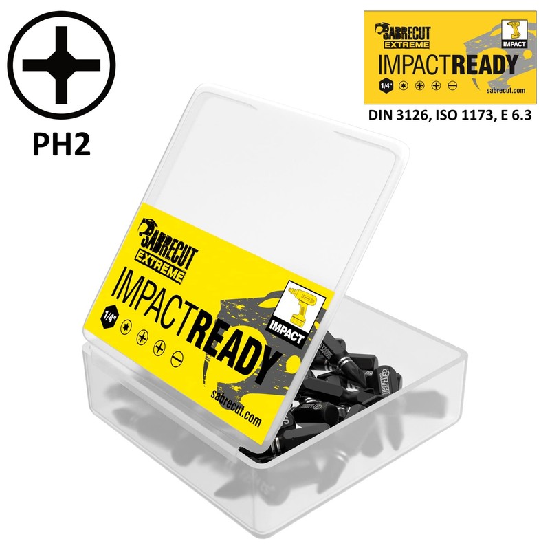 41 x SabreCut SCPA25_41PH 25mm PH2 Impact Screwdriver Driver Bits