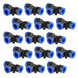 15 Pcs 3/8 Push Fittings, Plastic Push to Connect Fitting Tube Tee Connect, Air Tool Fittings Pneumatic Quick Fittings Lock 3/8 inch OD (10mm)