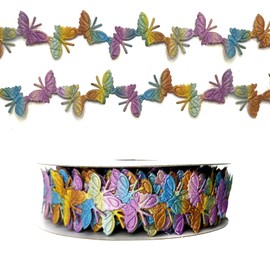anshome 10 Yards Colorful Gradient Butterfly Ribbons, Butterfly Shape Lace Ribbons Butterfly Shape Trim Garland Rope Gift Wrapping Ribbon for Gift Wrapping Wedding Birthday Party Decoration