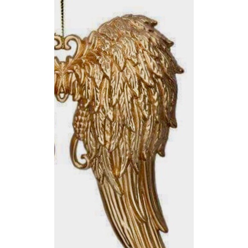 Gisela Graham Antique Gold Angel Wings Hanging Christmas Decoration